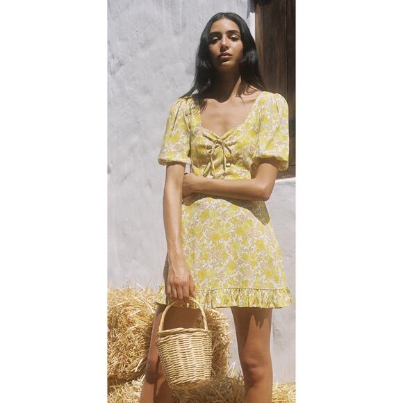 faithfull the brand yellow floral mini dress - Picture 2 of 6
